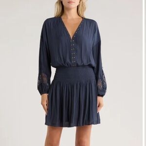 Ramy Brook Midnight Blue Dress with Silver Trim